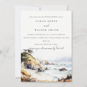 Big Sur California Watercolor Scape Couples Shower Invitation