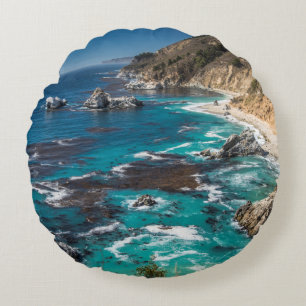 Big Sur Coastline,West Coast,Pacific Coast Round Cushion