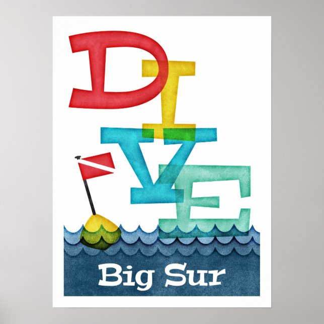 Big Sur Dive - Colourful Scuba Poster (Front)