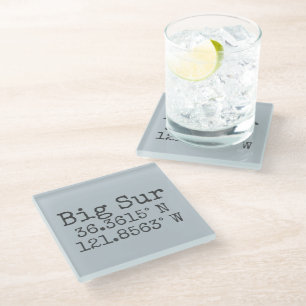 Big Sur Latitude Longitude Glass Coaster