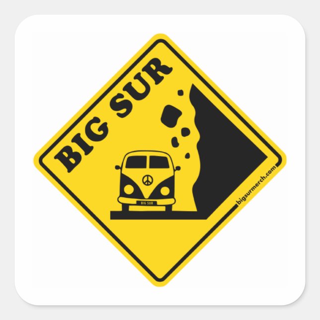 Big Sur Yellow Bus Square Sticker (Front)