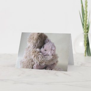 big teddy bear holds little bear greeting card