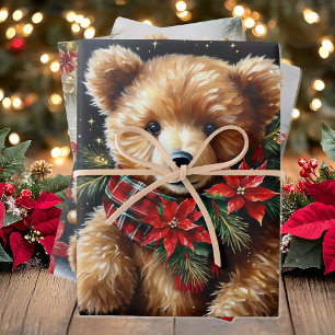 Big Teddy Bears on 3 Christmas Wrapping Paper Sheet