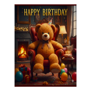 BIG TEDDYBEAR HAPPY BIRTHDAY POSTER