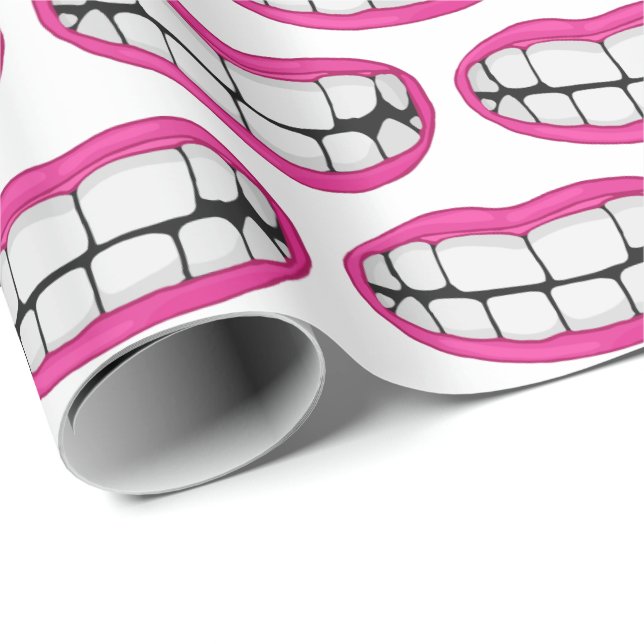 Big teeth with pink lipstick wrapping paper (Roll Corner)