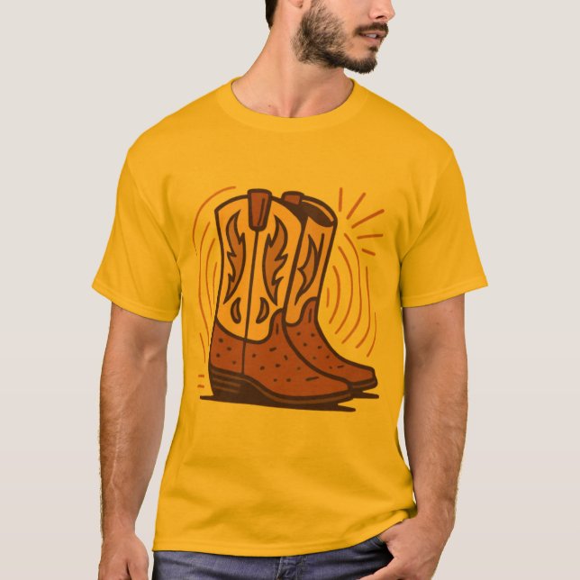 Big Texas Boots – Retro Cowboy T-Shirt (Front)