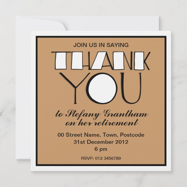 Big Thank You white Retirement Invitation (Front)