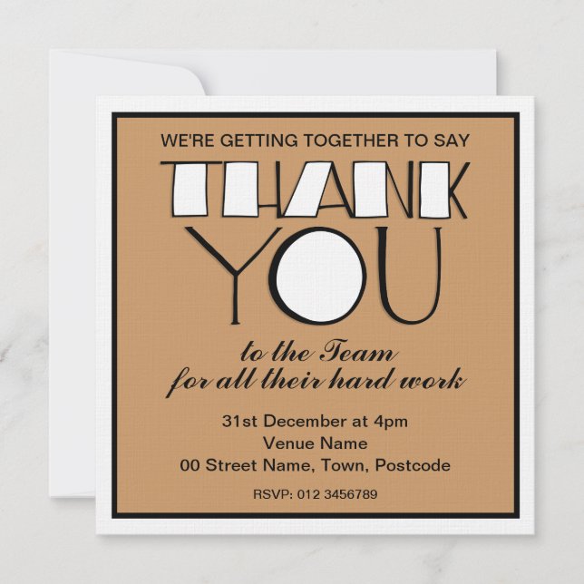 Big Thank You white Thank You Team Invitation (Front)