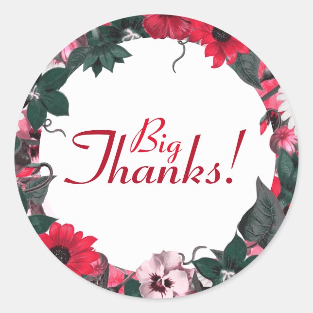 Big Thanks Classic Round Sticker (Front)