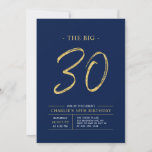 Big Thirty | Gold & Navy Blue 30th Birthday Party Invitation<br><div class="desc">Celebrate your special day with this simple stylish 30th birthday party invitation. This design features a brush script "The Big 30" with a clean layout in a navy blue & gold colour combo. More designs and party supplies are available at my shop BaraBomDesign.</div>