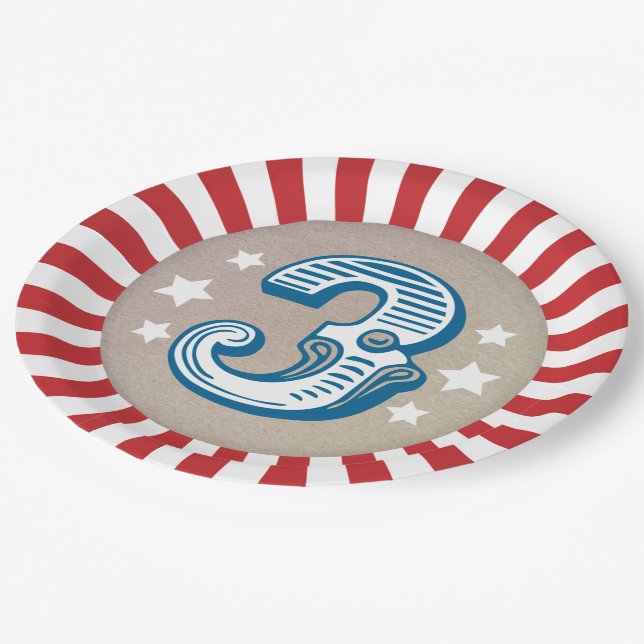 Big Three Circus Big Top Third Birthday Plate