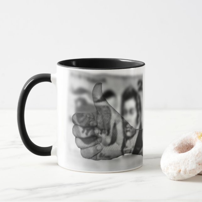 Big Thumbs Up For Money, Combo Coffee Mug. Mug (With Donut)