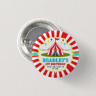 Big Top Circus Carnival 1st Birthday 3 Cm Round Badge