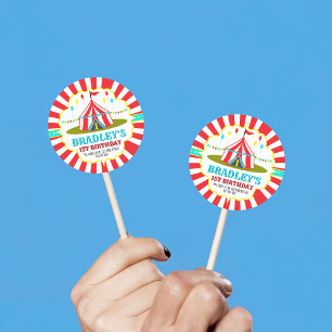 Big Top Circus Carnival 1st Birthday Classic Round Sticker