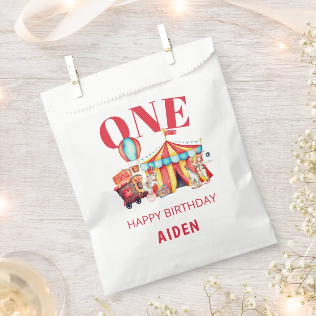 Big Top Circus Carnival 1st Birthday Favour Bag (Clipped)