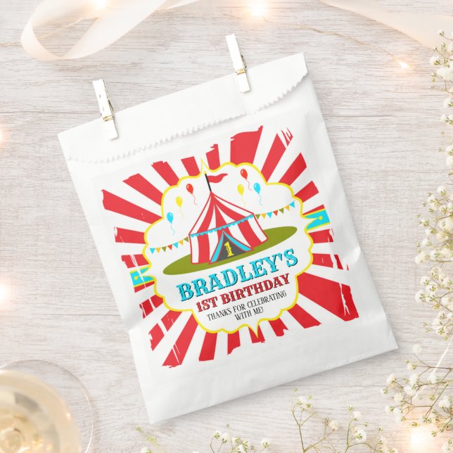 Big Top Circus Carnival 1st Birthday Favour Bag (Clipped)