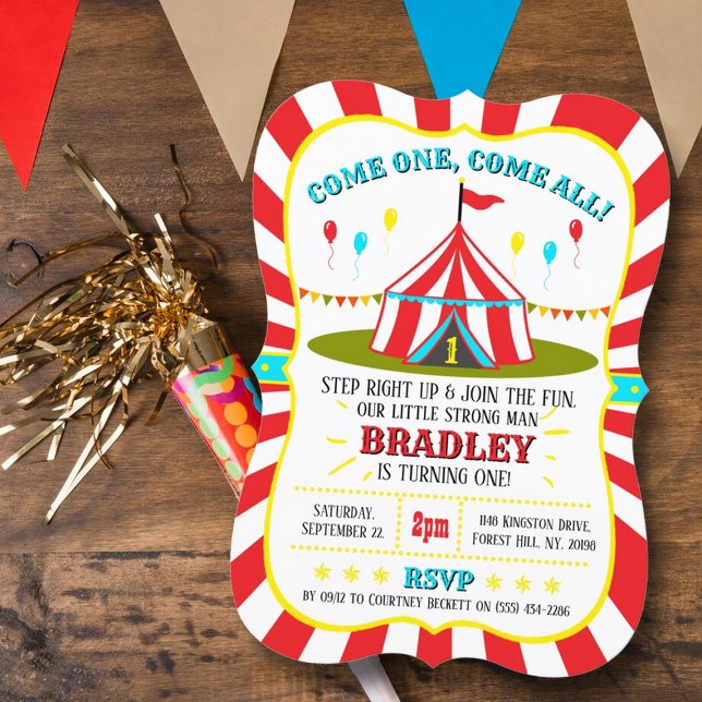 Big Top Circus Carnival 1st Birthday Invitation (Creator Uploaded)