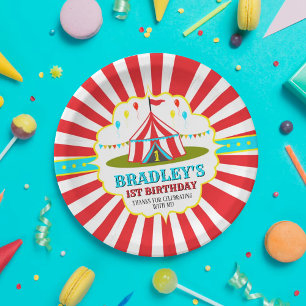 Big Top Circus Carnival 1st Birthday Paper Plate