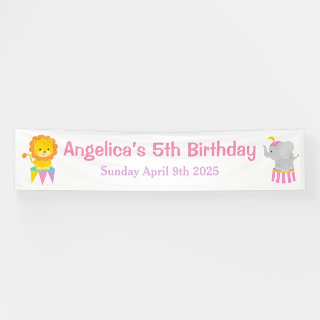 Big Top Circus Carnival Birthday in Pink Banner (Horizontal)
