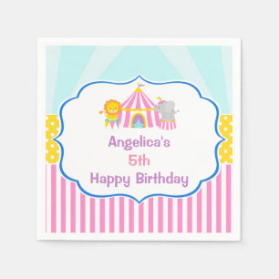 Big Top Circus Carnival Birthday in Pink Napkin