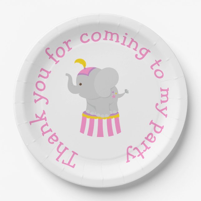 Big Top Circus Carnival Birthday in Pink Paper Plate (Front)