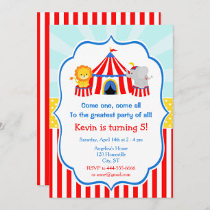 Big Top Circus Carnival Birthday in Red Invitation