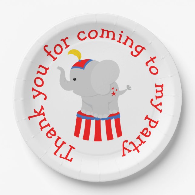 Big Top Circus Carnival Birthday in Red Paper Plate (Front)