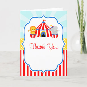 Big Top Circus Carnival Birthday in Red Thank You