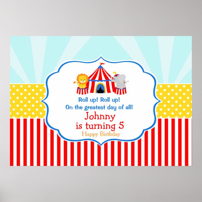 Big Top Circus Carnival Birthday Party Poster (Front)