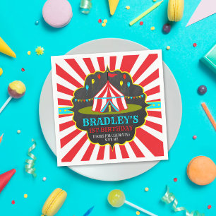 Big Top Circus Carnival Chalkboard 1st Birthday Napkin