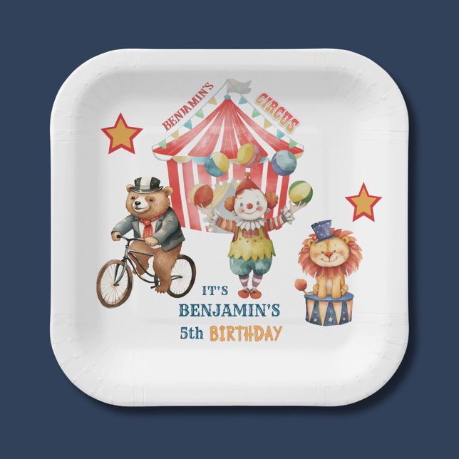 Big Top Circus Carnival Fifth Birthday  Paper Plate (Creator Uploaded)