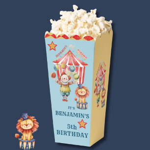 Big Top Circus Carnival Fifth Birthday Popcorn Favour Box