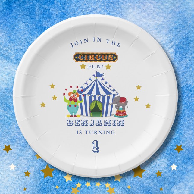 Big Top Come One Come All Circus 1st Birthay Party Paper Plate (Creator Uploaded)