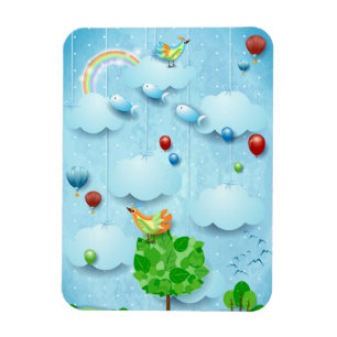 Big tree and flying fishes magnet