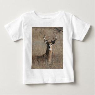 Big Trophy Buck Deer in Tall Grass Camo Baby T-Shirt