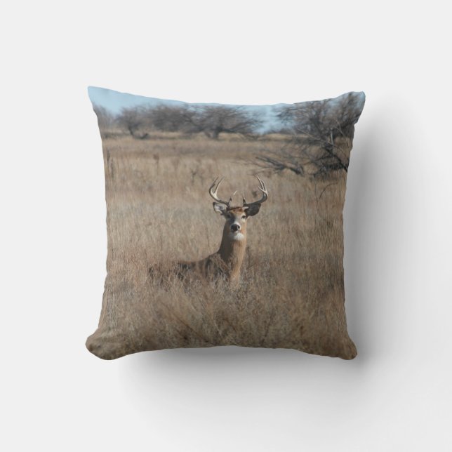 Big Trophy Buck Deer Throw Pillow 20" x 20" (Front)