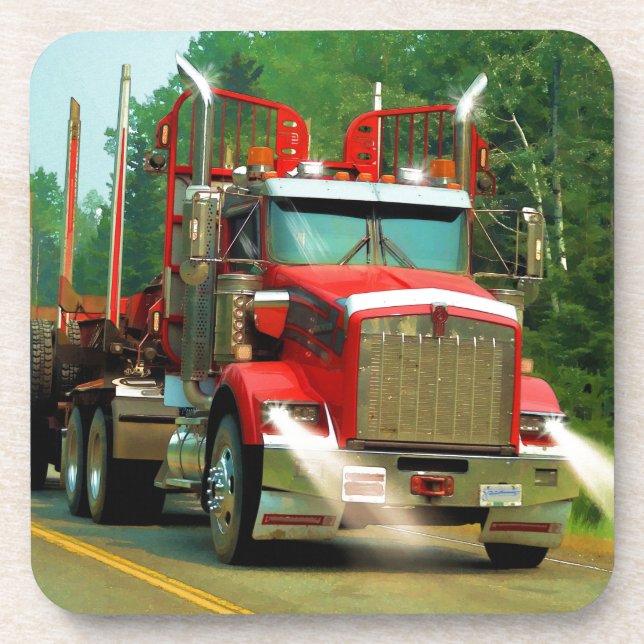 Big Truck and Highway Art for Lorry-lovers Coaster (Front)