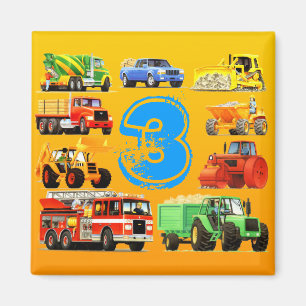 Big Trucks 3rd Birthday Magnet