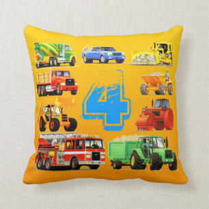 Big Trucks 4th Birthday Cushion