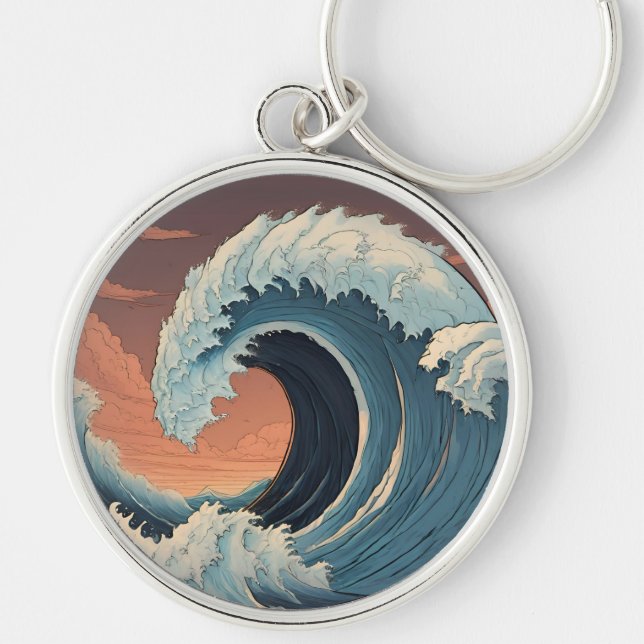 Big Tsunami Wave Key Ring (Front)
