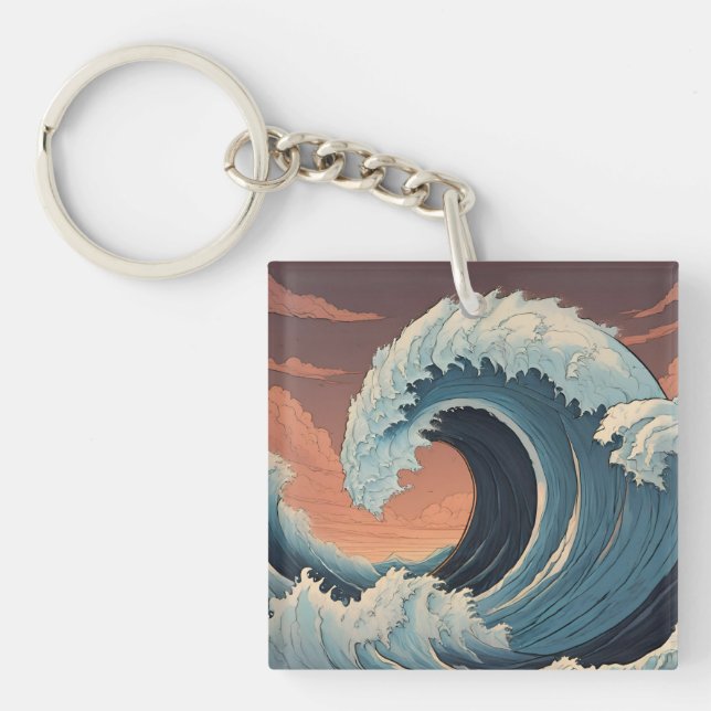 Big Tsunami Wave Key Ring (Front)