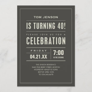 Big Type 40th Birthday Invitations