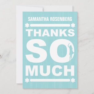 Big Type Bat Mitzvah Thank You Card in Light Teal