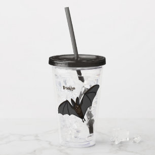Big vampire bat cartoon illustration acrylic tumbler