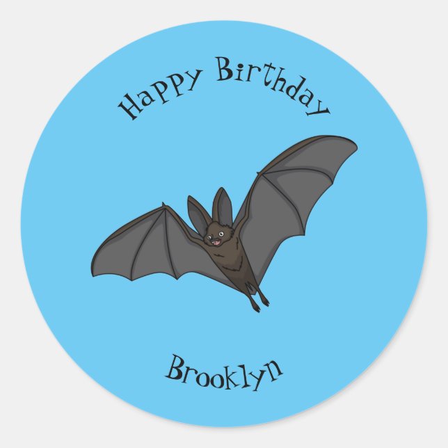 Big vampire bat cartoon illustration classic round sticker (Front)