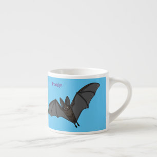 Big vampire bat cartoon illustration  espresso cup