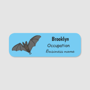 Big vampire bat cartoon illustration name tag