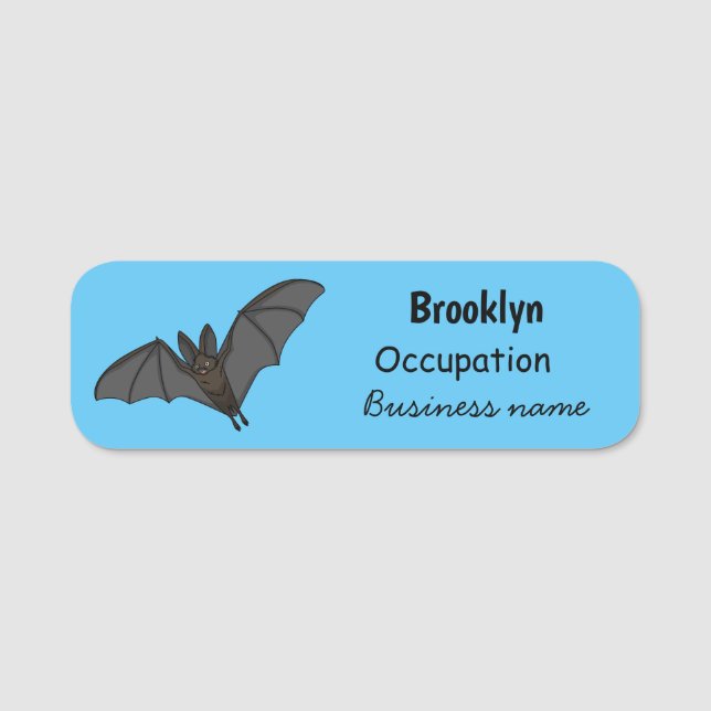 Big vampire bat cartoon illustration name tag (Front)
