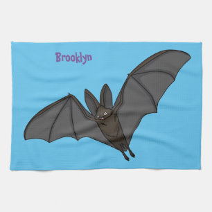 Big vampire bat cartoon illustration tea towel