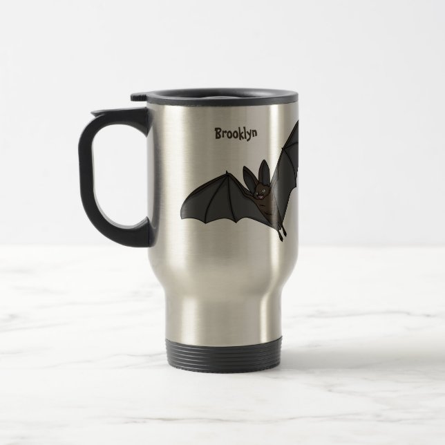 Big vampire bat cartoon illustration travel mug (Left)